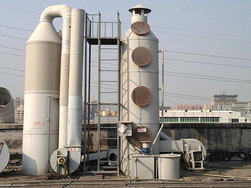 Spray exhaust gas purification tower